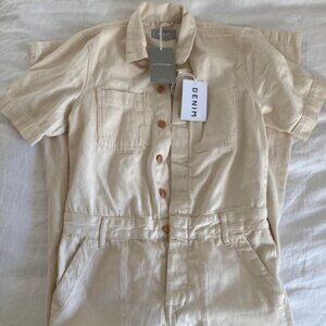Everlane Shortsleeve Denim Jumpsuit Coverall (Ivory/Cream, Size 4) NWT